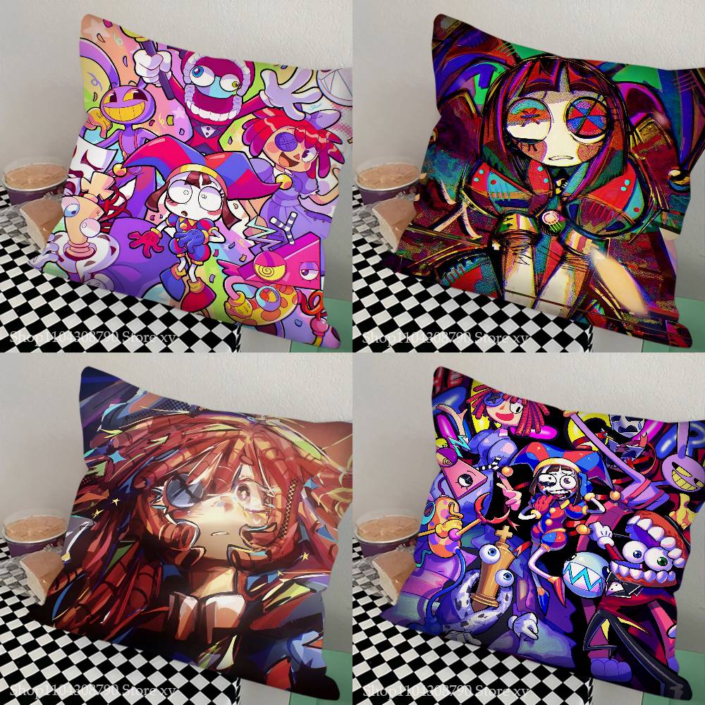 Home Fashion Textiles - ปลอกหมอนลายการ์ตูนดิจิทัล ปลอกหมอนแฟชั่นทรงสี่เหลี่ยม สำหรับตกแต่งห้องนอน ห้องนั่งเล่น โซฟา ปลอกหมอนอิงเพื่อการพักผ่อน